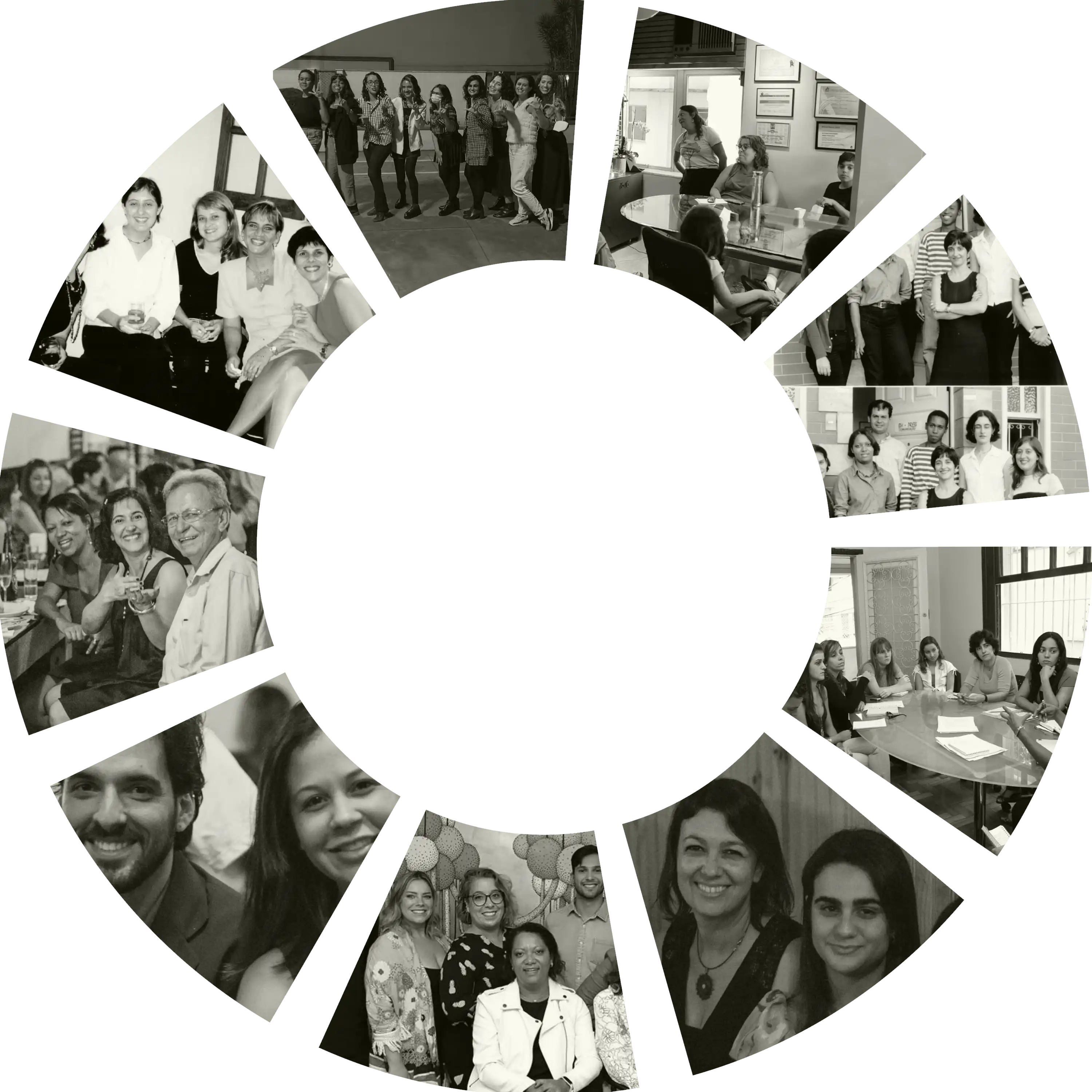 Mosaico de fotos da equipe BH Press ao longo de três décadas